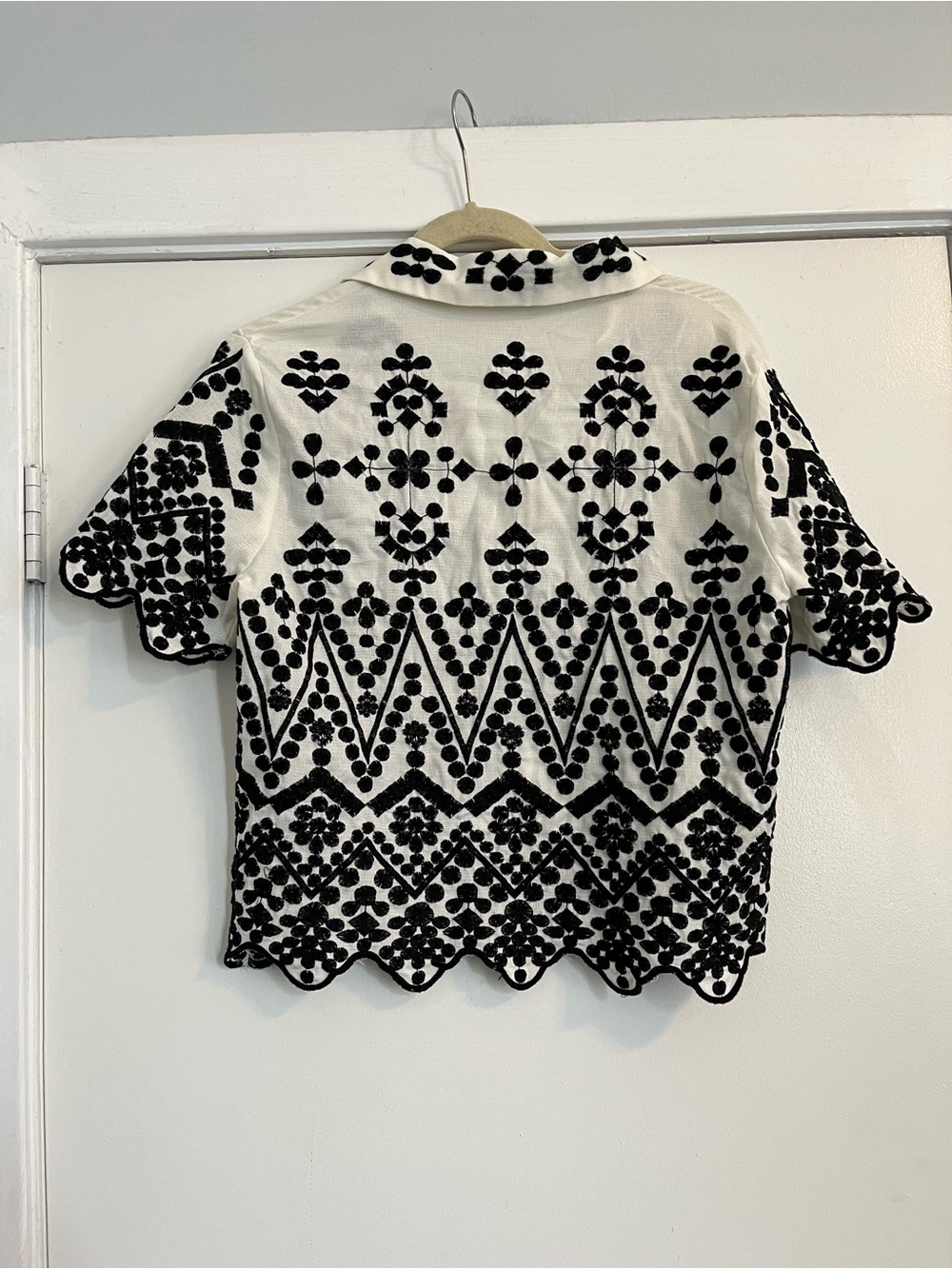 Chicwish White and Black Embroidered Scallop Collar Top & Shorts Set - Picture 5 of 12
